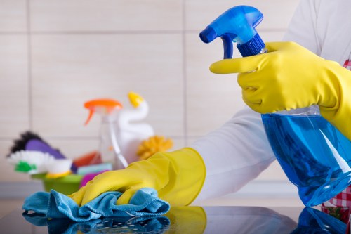 Professional office cleaners maintaining a Battersea workspace